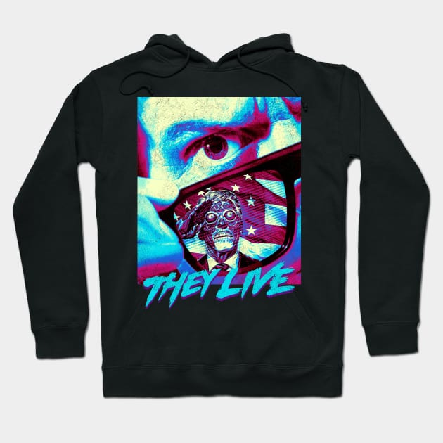 Distressed Classic Retro They Live Hoodie by OrcaDeep